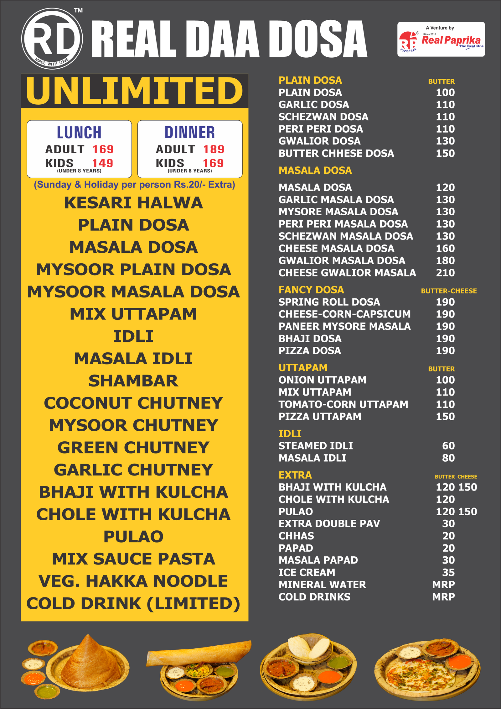 Real Da Dosa Menu - Real Paprika